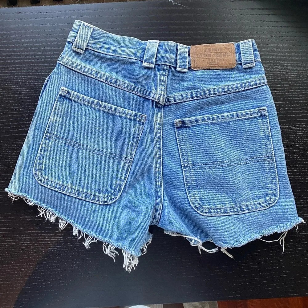 LF ripped denim short shorts with bedazzle on front - Picture 3 of 8
